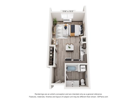 Floor plan for studio, 1 bath, 475 sqft